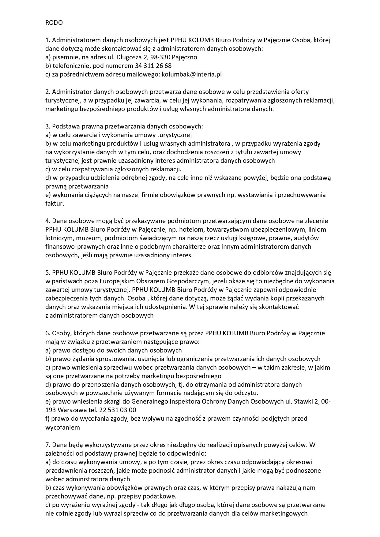 Klauzula RODO